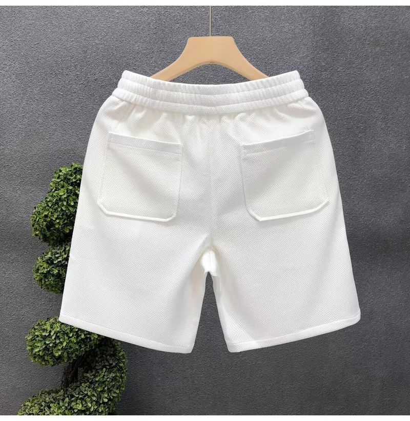 Pantalones cortos blancos ligeros de lujo para hombre, ropa de abrigo de verano, pantalones cortos deportivos casuales de longitud media para hombre._voghion.com