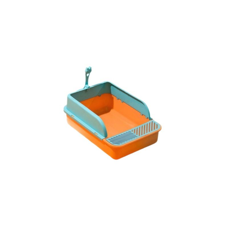 Box 4-teiliges Set Große halbgeschlossene Katzentoilette Aufsteckbare abnehmbare hohe Seitenwand Spritzwassergeschützte Katzentoilette_voghion.com