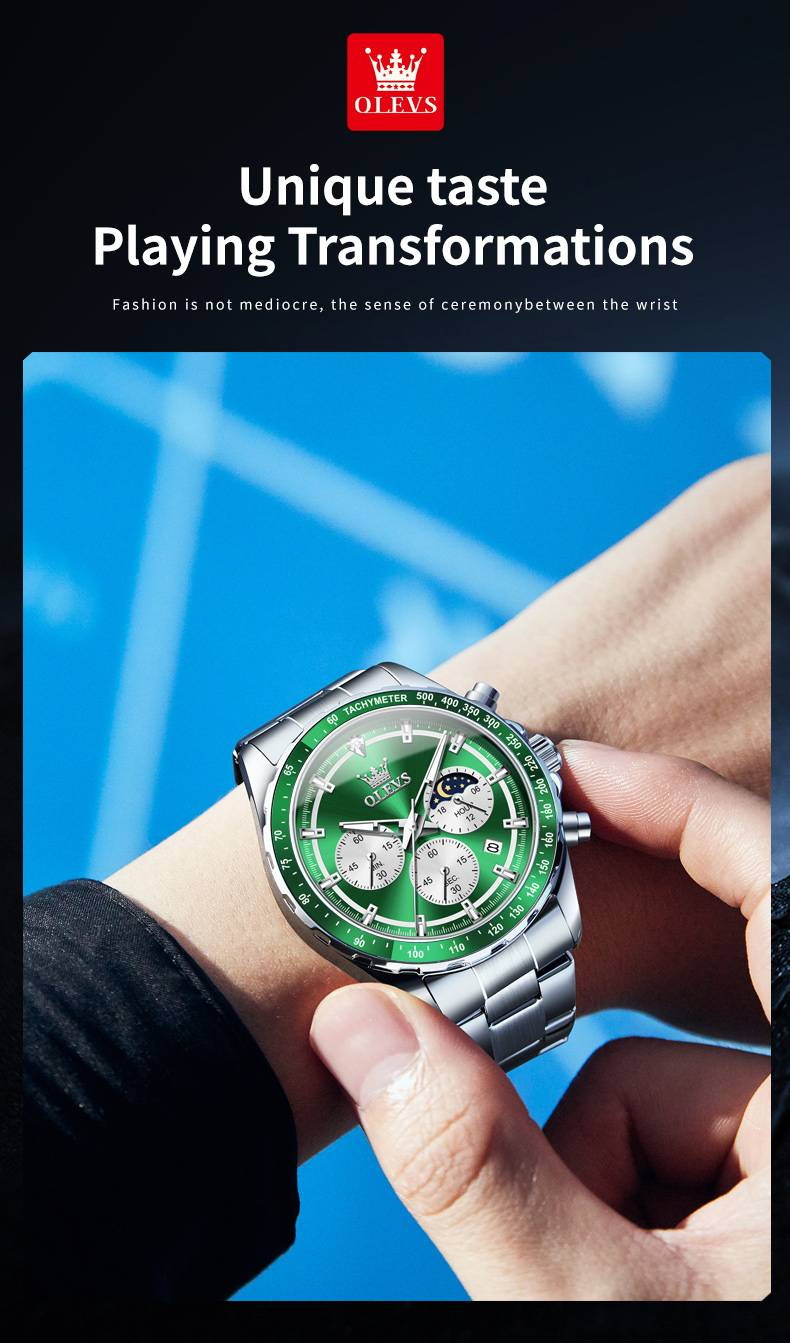 Montre à quartz pour homme classique multifonction pointeur lumineux étanche phase de lune date horloge montres-bracelets bracelet en acier_voghion.com