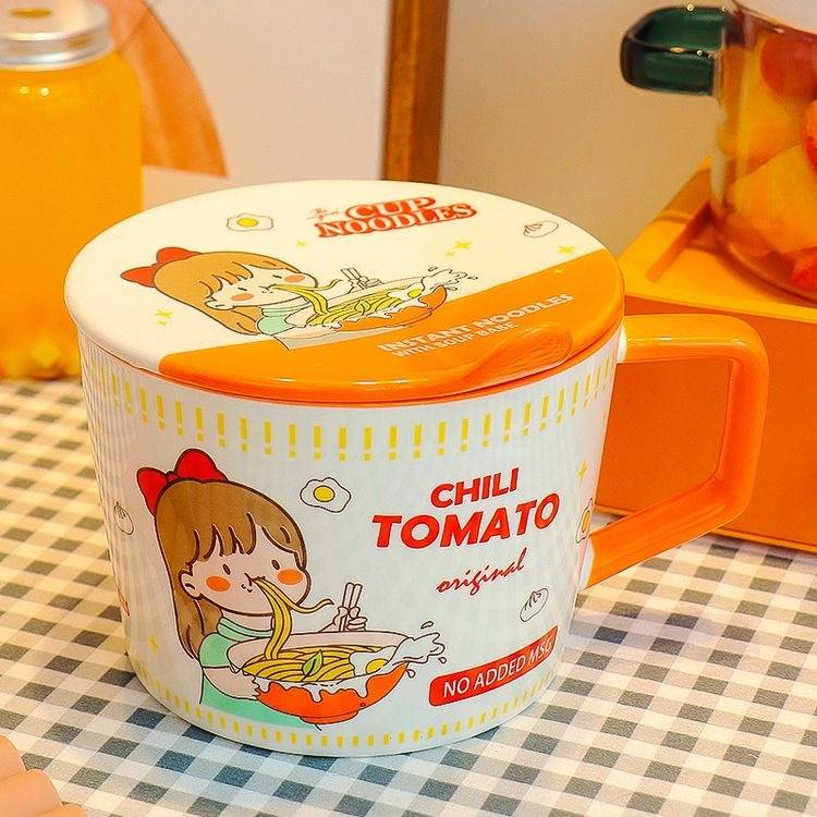 Ceramiczna miska do makaronu instant do mikrofalówki z pokrywką dla studentów akademika_voghion.com