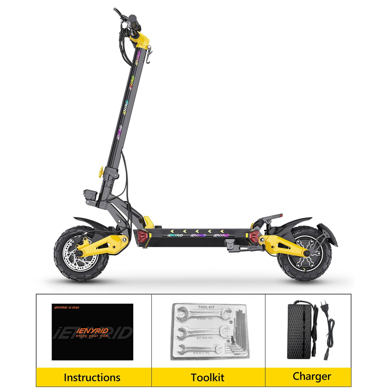 Patinete eléctrico iENYRID ES60 para adultos, motor dual, 2400 W, todoterreno de 11 pulgadas, batería grande de 48 V y 23 Ah_voghion.com
