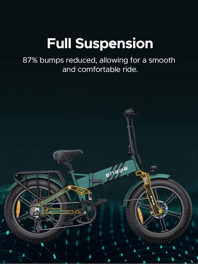 Bicicletă electrică pliabilă ENGWE ENGINE PRO 2.0 750 W cu anvelopă grasă de 20 x 4,0 inci, baterie detașabilă 16 Ah, suspensie completă, 8 trepte_voghion.com