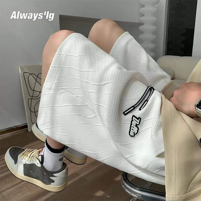 Men's Clothing Men's Summer Retro Trendy Sports Pants Loose Drawstring 5 Point Shorts_voghion.com