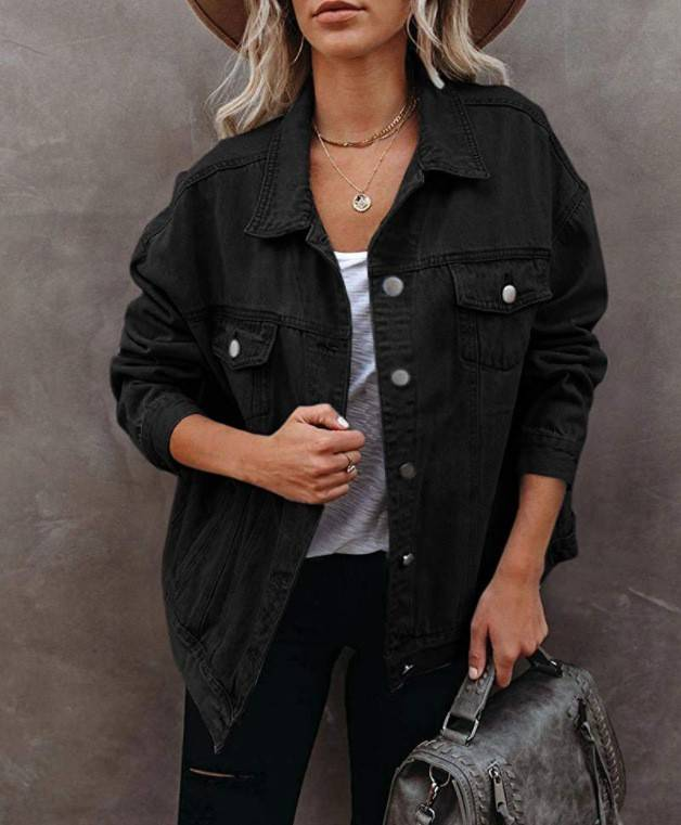 Trendige Oversize-Jeansjacke für Damen – Streetwear-Freizeitmantel im Bf-Stil mit Baumwollmischung_voghion.com