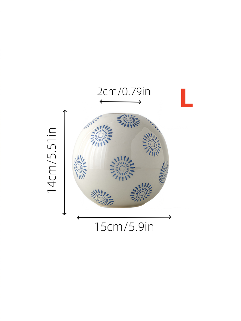 Ball Shaped Ceramic Vase, 1 Count Modern Desktop Decorative Vase, Home Decoration Ornament For Living Room Bedroom Dining Room_voghion.com