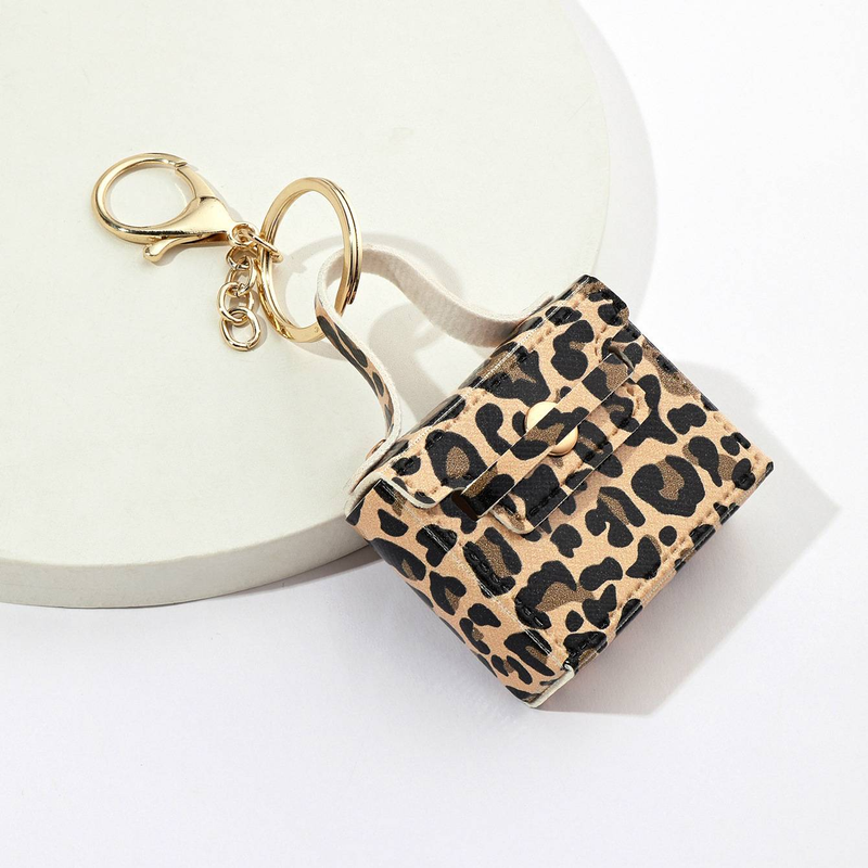 Mini portachiavi con stampa leopardata - Elegante portachiavi per auto, ciondolo per telefono e accessorio regalo per donne e uomini (nero, bianco, rosa, leopardato classico)_voghion.com