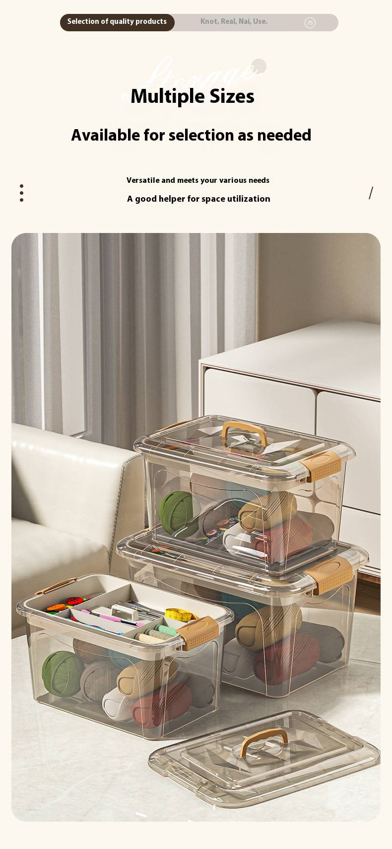 Plastic Sewing Organizer Box – Minimalist Storage For Needles, Threads & DIY Tools (Small/Medium/Large, Cream & Tea Transparent)_voghion.com