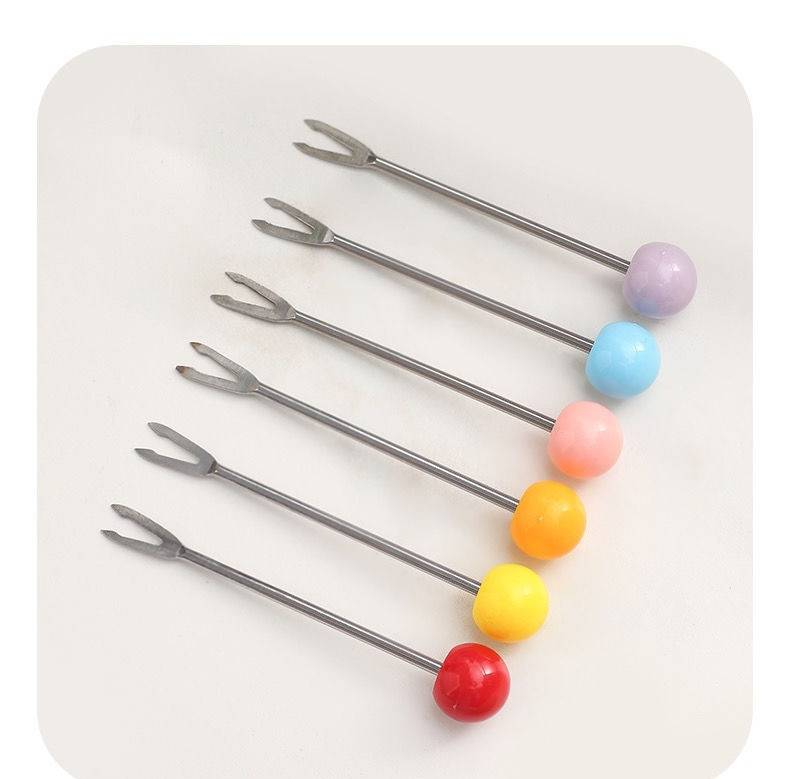 Crab Fruit Fork Dessert Cute Stainless Steel Small Fork Ceramic Storage Jar Set Fruit Insert Child Safety Fruit Pick_voghion.com
