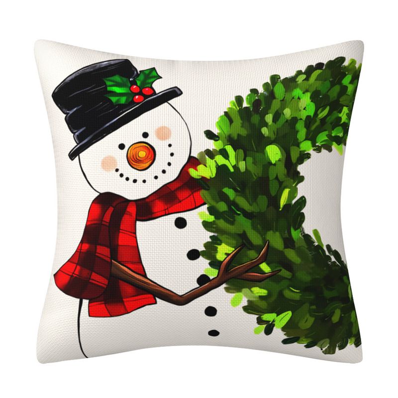 Federa per cuscino natalizio con Babbo Natale e pupazzo di neve - Federa per cuscino per arredamento festivo per divano, letto, sedia - 45x45 cm, motivo stampato in poliestere_voghion.com