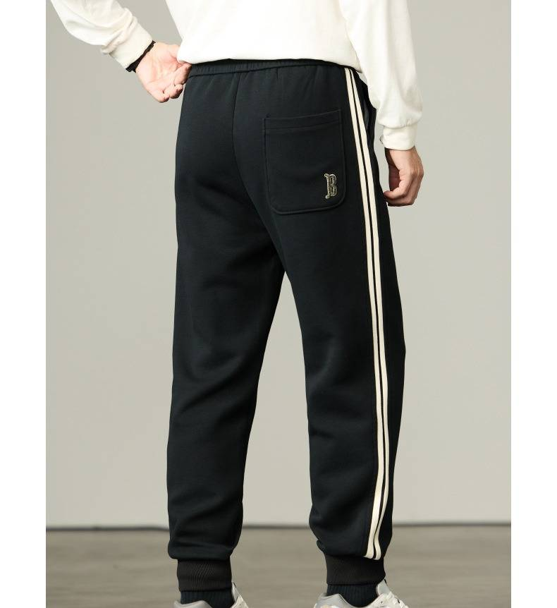 Pantaloni da jogging autunnali grigi da uomo con strisce - Pantaloni casual slim fit in cotone elasticizzato per tutti i giorni_voghion.com