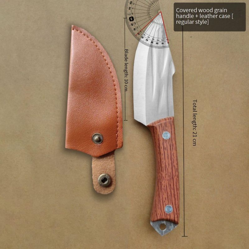 Coltello da disosso professionale forgiato a mano con testa in acciaio intagliato - lama in acciaio inossidabile 4Cr13, impugnatura ergonomica in Pakkawood e fodero in pelle_voghion.com