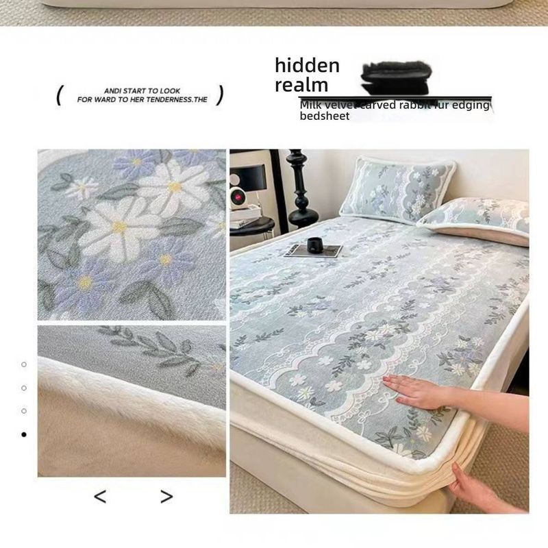 Premium Milk Fleece Fitted Sheet With 3D Carved Patterns – 360° Full Wrap, Anti-Static & Hypoallergenic For Ultimate Comfort_voghion.com