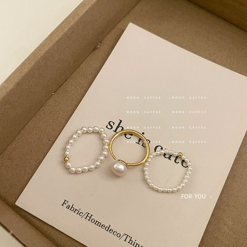 Shi Jia Light Luxury Mini Beaded Elastic Rope with No Hand Circumference Temperament Freshwater Pearl Ring_voghion.com
