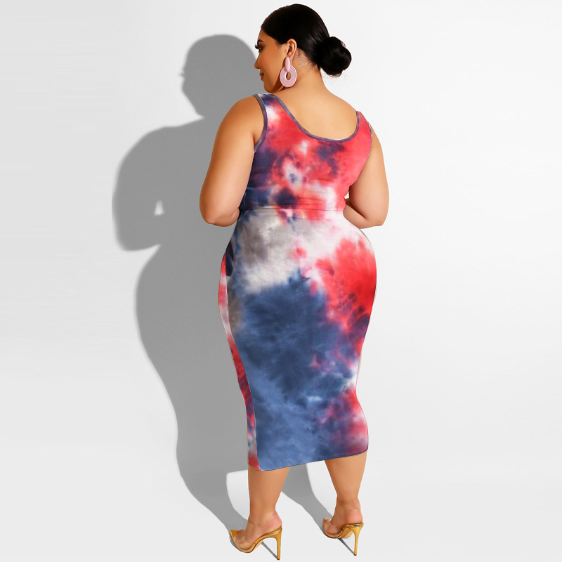 20778 Zomer nieuwe tie-dye print strakke wrap hippe mode casual set dames plus size tweedelige set_voghion.com