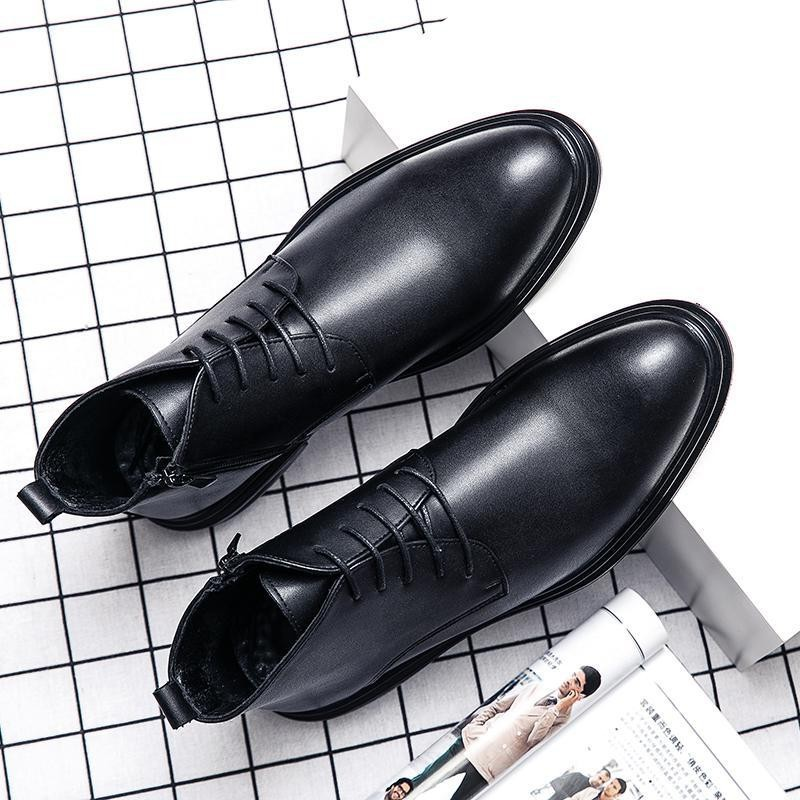 Suitable For All Seasons All Seasons High Martin Mid Top Leather Shoes Men's British Brogue Ankle Boots_voghion.com