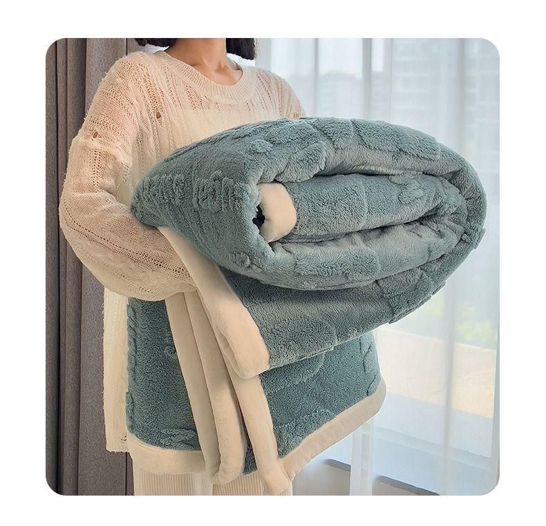 Light Luxury Rabbit Plush Blanket Thickened Warm Comfortable Cotton Velvet Blanket Siesta Air Conditioner Blanket Leisure Sofa Letter Cross-border_voghion.com