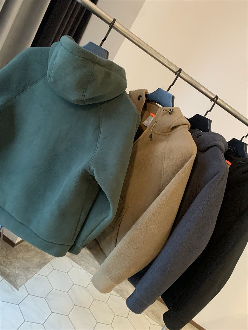 Giacca con cappuccio in pile pesante double face da uomo - Cappotto invernale in pile caldo per abbigliamento casual_voghion.com
