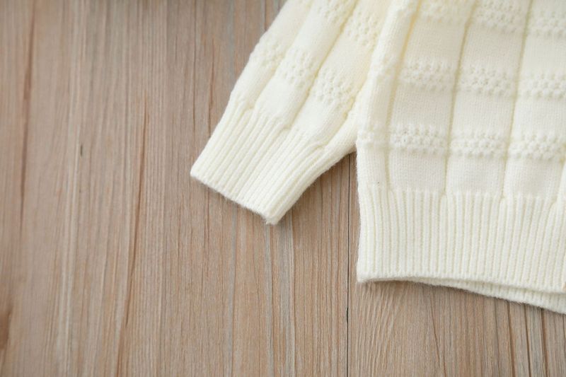 Jachetă tricotată din două piese pentru fete, toamna și iarna 2023, cardigan cu guler mare, lucrat manual, cu flori, pentru fetițe_voghion.com