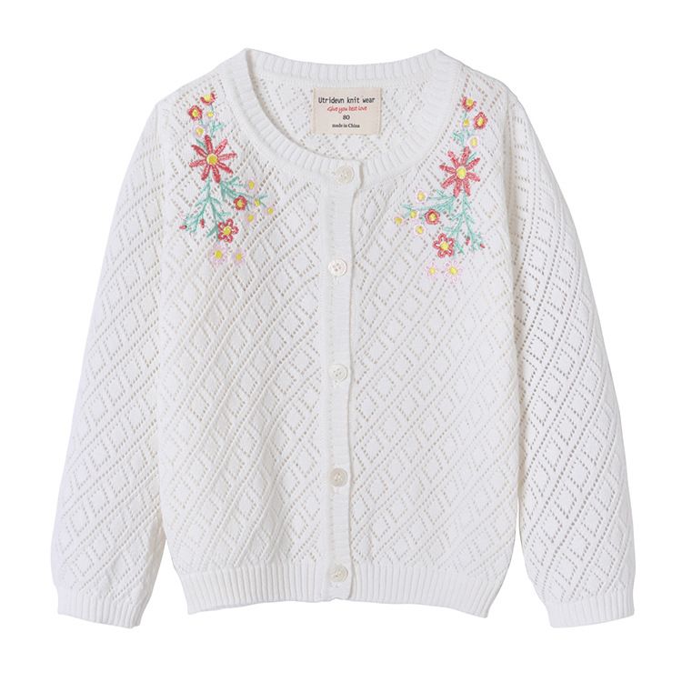 2021 Dünne Kinderkleidung Bestickter Hohlbaumwoll-Kinderpullover Europäischer und amerikanischer Außenhandel Mädchen Strickjacke_voghion.com