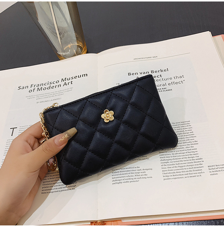 2023 kleine Brieftasche für Damen, kurzer Abschnitt, dünn, neuer Führerschein, Schlüsseltasche, Kartenhalter, Kamelie-Diamant-Reißverschluss, Münztasche_voghion.com