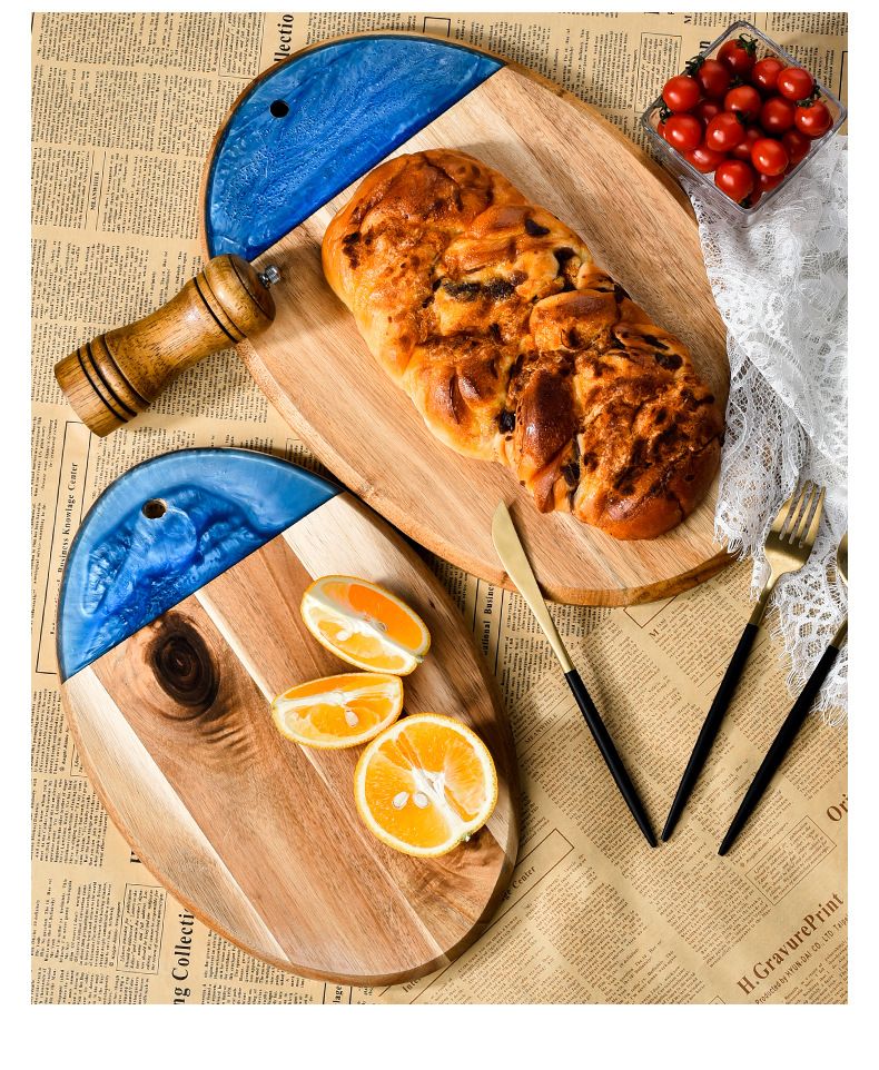 Tagliere in legno di acacia, tagliere ovale per formaggi, tagliere per salumi, vassoio da portata per bistecca, frutta, pane, gadget da cucina_voghion.com