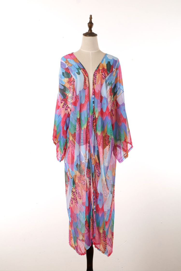 Robe de plage longue, cache-maillot, cardigan, coupe ajustée, vêtements de protection solaire, maillot de bain, chemisier, jupe portefeuille_voghion.com