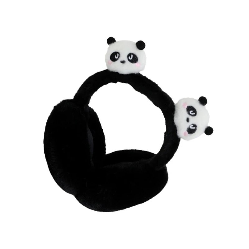 Încălzitoare de urechi moi și cu panda de pluș, activități în aer liber de iarnă, vă țin de cald pe vreme rece pentru Halloween_voghion.com