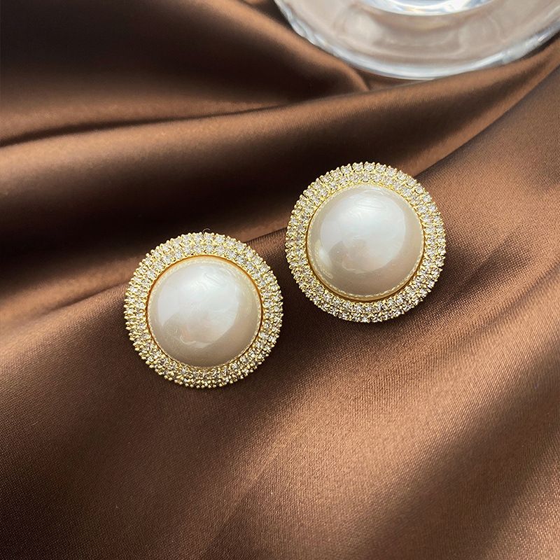 Orecchini pendenti francesi versatili con grandi perle in argento, alla moda, di nicchia, esagerati ed eleganti._voghion.com