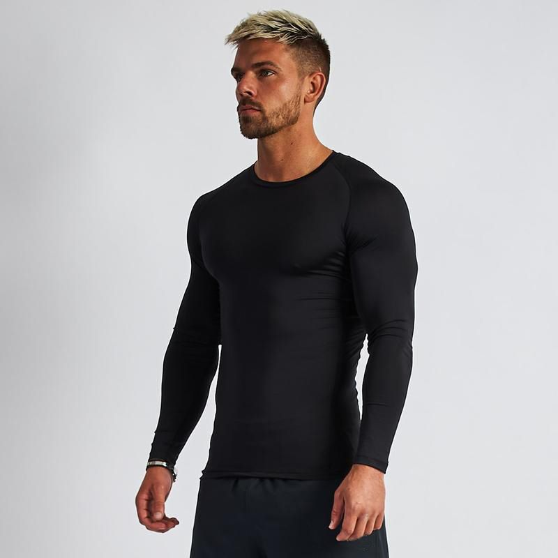 T-shirt fitness PRO attillata ad asciugatura rapida da uomo autunno sport all'aria aperta corsa allenamento maglia elastica a maniche lunghe basket_voghion.com