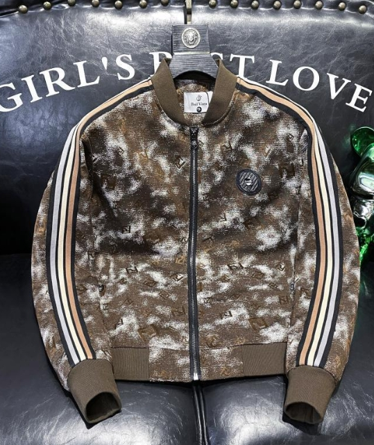 Europäesch Wueren 2024 nei High-End Jacquard-Streifen Casual Jacket Männer trendy Mark schéin Hierscht Männer Baseballjacket_voghion.com