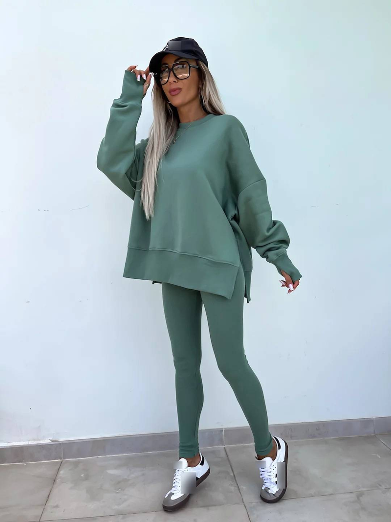 Abbigliamento da donna Autunno e inverno Tinta unita Maglione a maniche lunghe Giacca casual Tuta sportiva_voghion.com