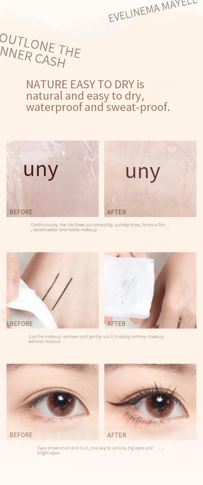 Eye Shadow & Liner Combination Pinkyfocus Long-lasting Quick-drying Waterproof Non-smudging Eyeliner Pen Bedworm Pen Brightening Eyeliner Pen_voghion.com