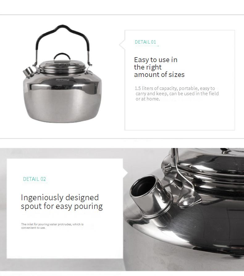 1,5-l-Camping-Wasserflasche aus Edelstahl – 304 lebensmittelecht und auslaufsicher – tragbarer Tee-/Kaffeekessel für den Außenbereich für Wanderpicknicks und Roadtrips_voghion.com