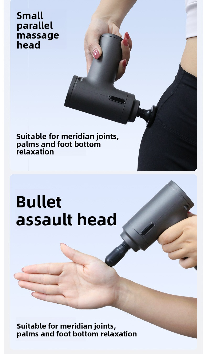 Mini Massage Gun - 16/18kg Thrust Deep Tissue Percussion Therapy, 6 Speeds & 4/6 Heads, Portable Muscle Relax For Neck/Back/Leg, USB Rechargeable_voghion.com