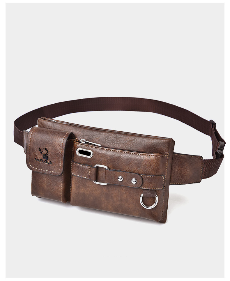 Herren-Umhängetasche, Umhängetasche, taktische Brusttasche für den Sommer, Handy-Hüft- und Hüfttasche, multifunktionale Brusttasche, Retro-PU-Hüfttasche_voghion.com