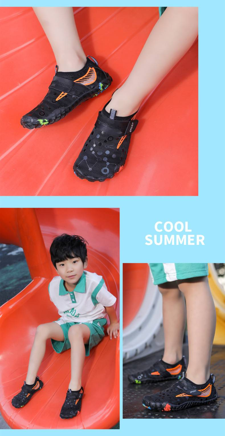 Kids' Quick-Dry Anti-Slip Water Shoes – Breathable Magic Strap Design For Beach, Pool & Outdoor Play_voghion.com