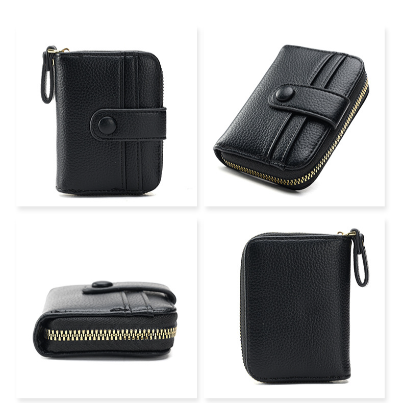 Porta-cartões com estampa de lichia, porta-cartões em formato de sanfona, porta-moedas curto feminino, versão coreana, grande capacidade, compartimento para vários cartões, carteira com zíper_voghion.com