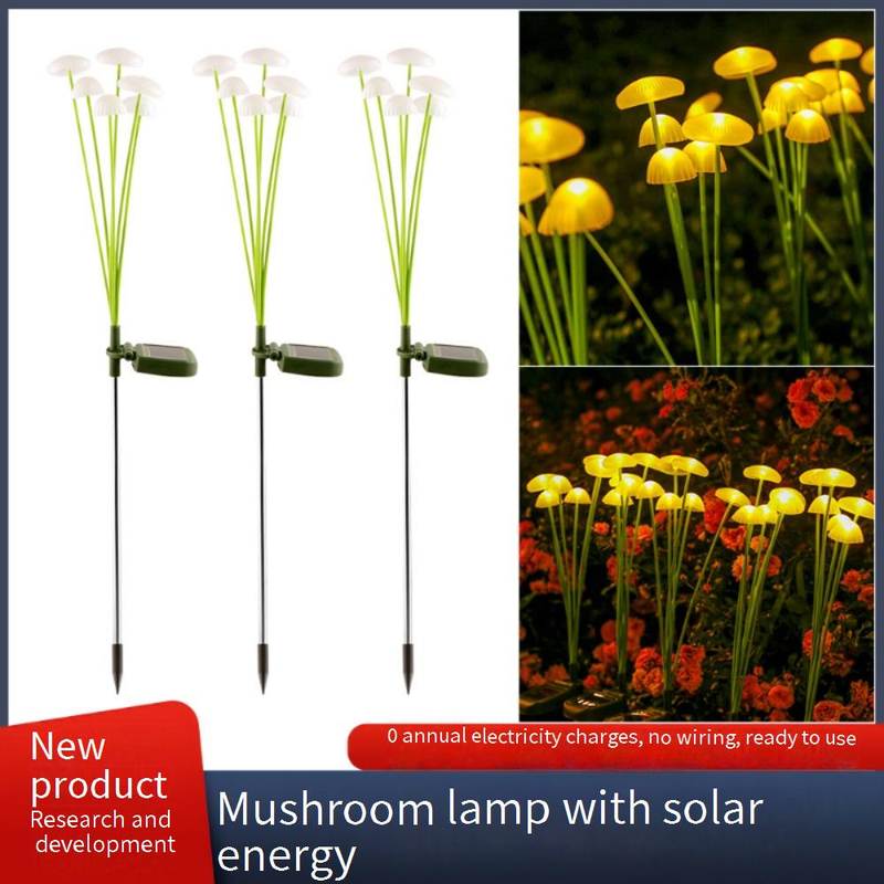 Solarbetriebene Pilzlichter für den Außenbereich, wasserdichte dekorative LED-Landschaftsbeleuchtung für den Garten für Terrasse, Hof, Weg – 6 Köpfe_voghion.com