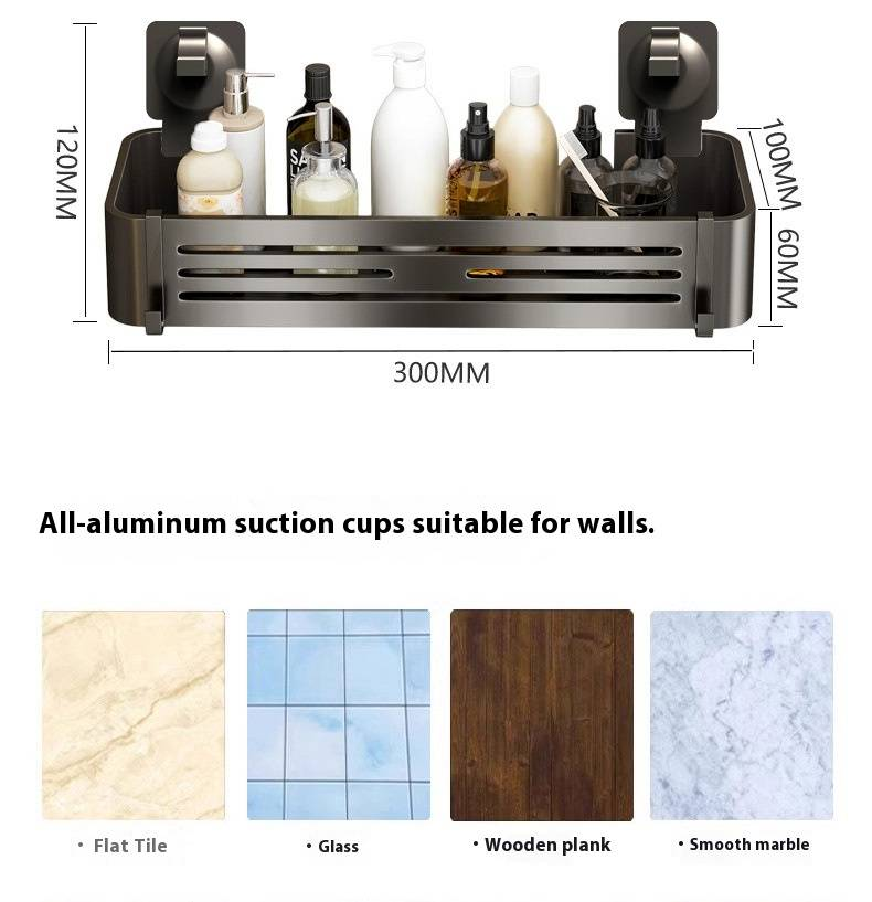 Platzsparendes Badezimmer-Eckregal mit starken Saugnäpfen – rostfreie Aluminiumlegierung, Wand-Organizer für Dusche, Toilettenartikel und Kosmetik_voghion.com