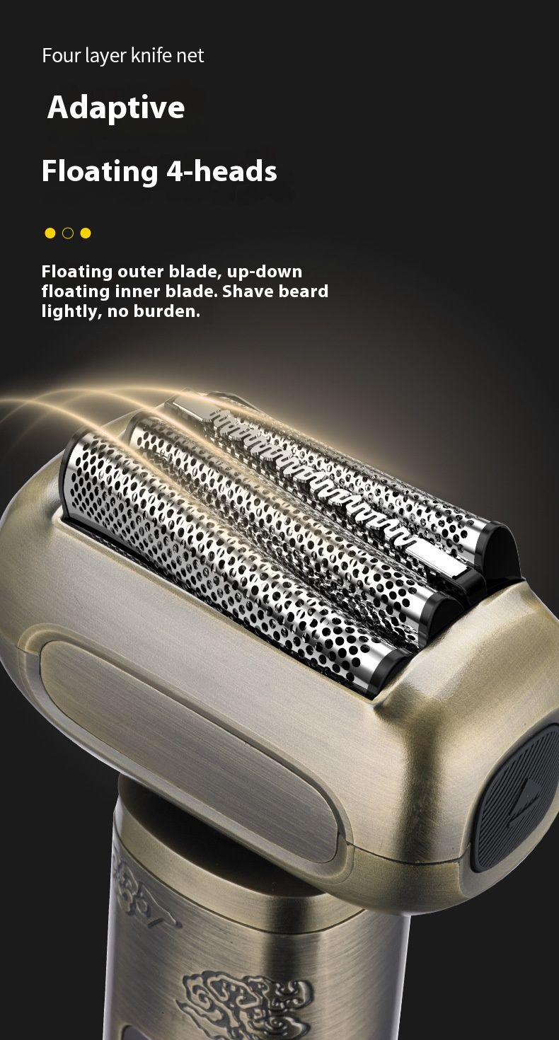 4-Blade Rotary Electric Shaver For Men - Ultra-Quiet Under 36dB, LED Display, Waterproof Wet/Dry Shaving, 20H Long_voghion.com
