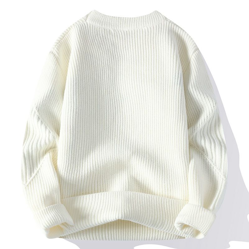 Pull en tricot décontracté pour homme - Pull ample et doux avec badge brodé pour l'automne et l'hiver_voghion.com