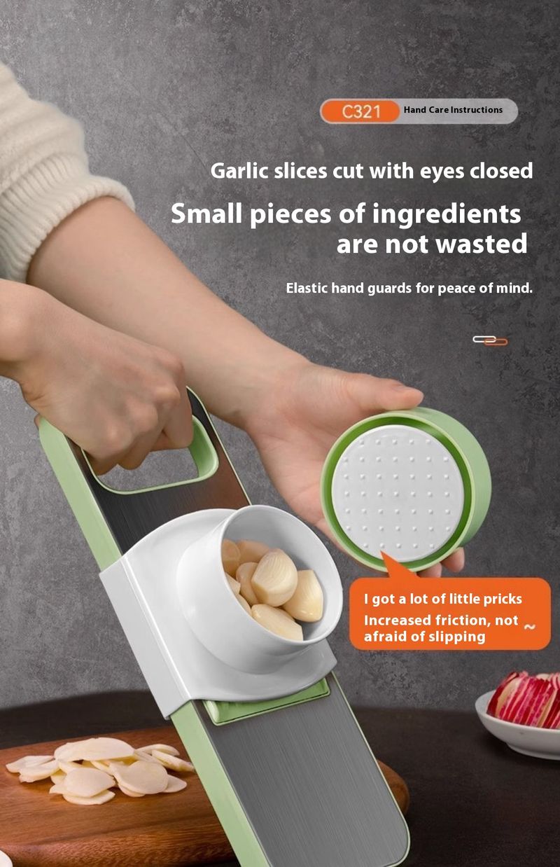5-in-1 Multi-Functional Vegetable Slicer - Stainless Steel Grater For Potato, Carrot & Cucumber With Finger Guard (Compact, Dishwasher Safe)_voghion.com