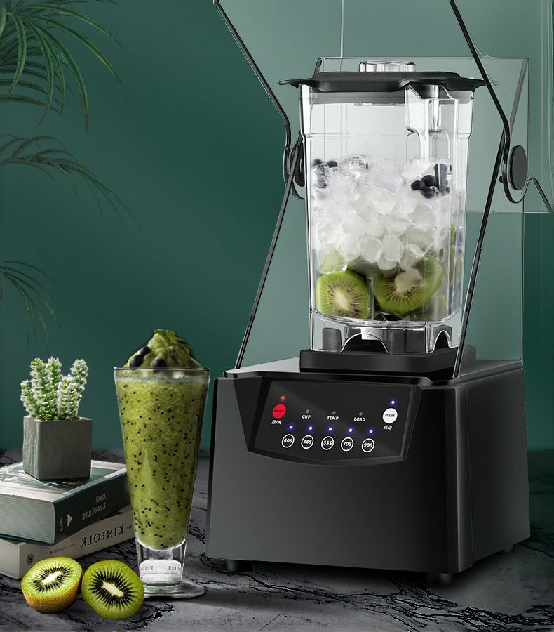 Máquina de Smoothie Comercial para Casas de Chá com Leite, Silenciosa com Tampa, Trituradora à Prova de Som, Raspadora de Gelo, Liquidificador, Suco_voghion.com