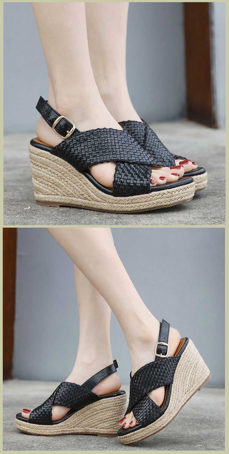 ALM2024-4 Sommer 2024 Süße Sandalen Damenmode Atmosphäre Große Slope Heels Strandschuhe_voghion.com