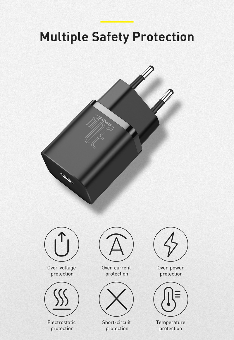 Baseus PD Charger 30W USB Type C Fast Charger QC3.0 USB C Quick Charge 3.0 Dual Port Phone Charge For IPhone 14 13 X Xs Macbook_voghion.com