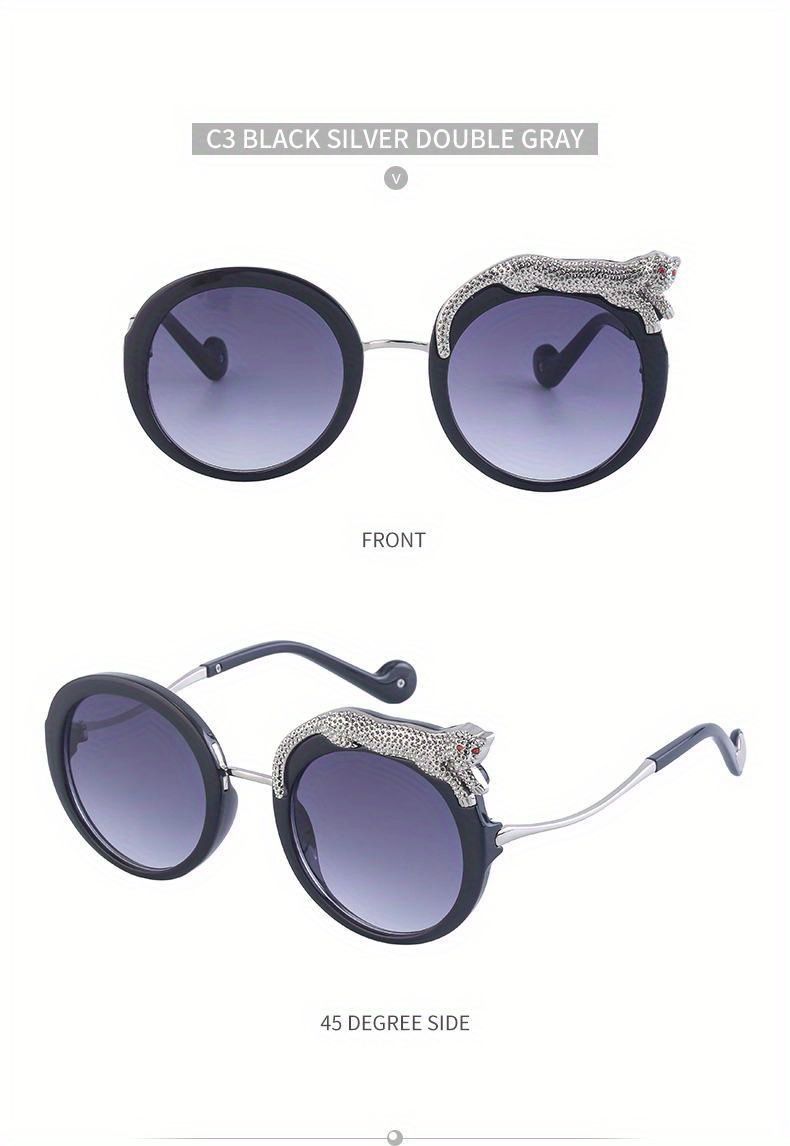 Punk leopard print women's oversized circular glasses, anti glare sunshade for driving and traveling_voghion.com