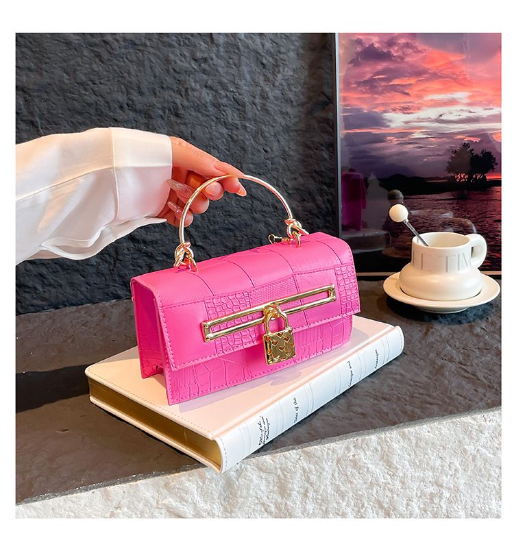 Women's Stylish And Versatile Small Square Shoulder Bag - Crossbody & Handheld For Daily Use, PU Leather With Alligator Texture, Magnetic Closure_voghion.com
