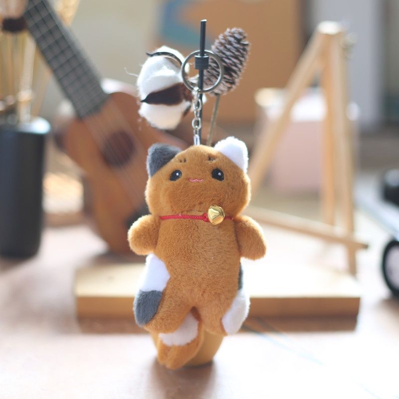 Plush Bell Cute Cat Pendant Toy Keychain With Whitegreybrown_voghion.com