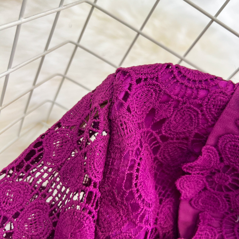 Camicia da donna in pizzo monopetto alla moda, set in due pezzi, gonna a pieghe a vita alta_voghion.com