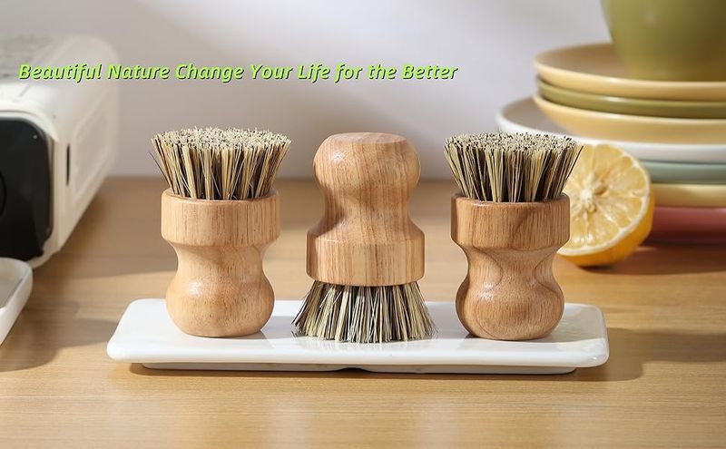 Confezione da 3 spazzole in bambù per pentole - Lavabili in lavastoviglie - Padella in palma_voghion.com